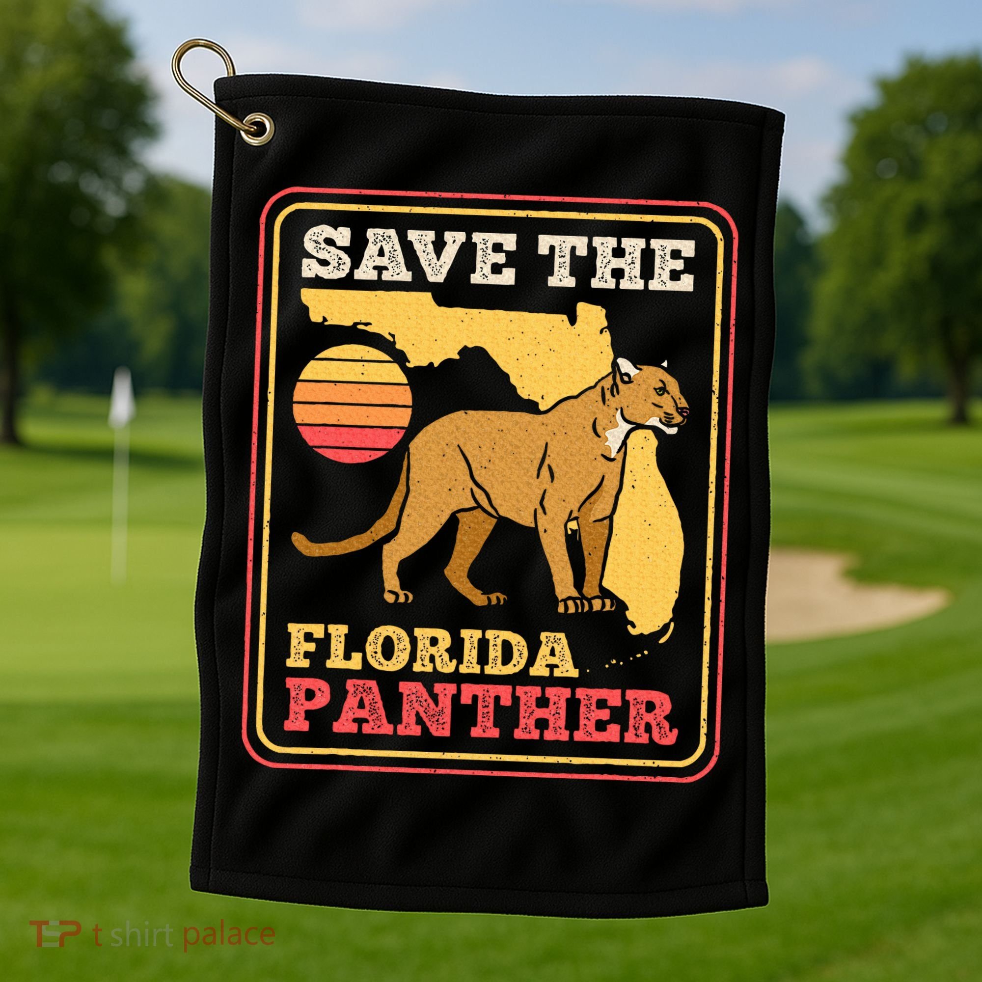 Save The Florida Panther Retro Wildlife Cougar Golf Towel