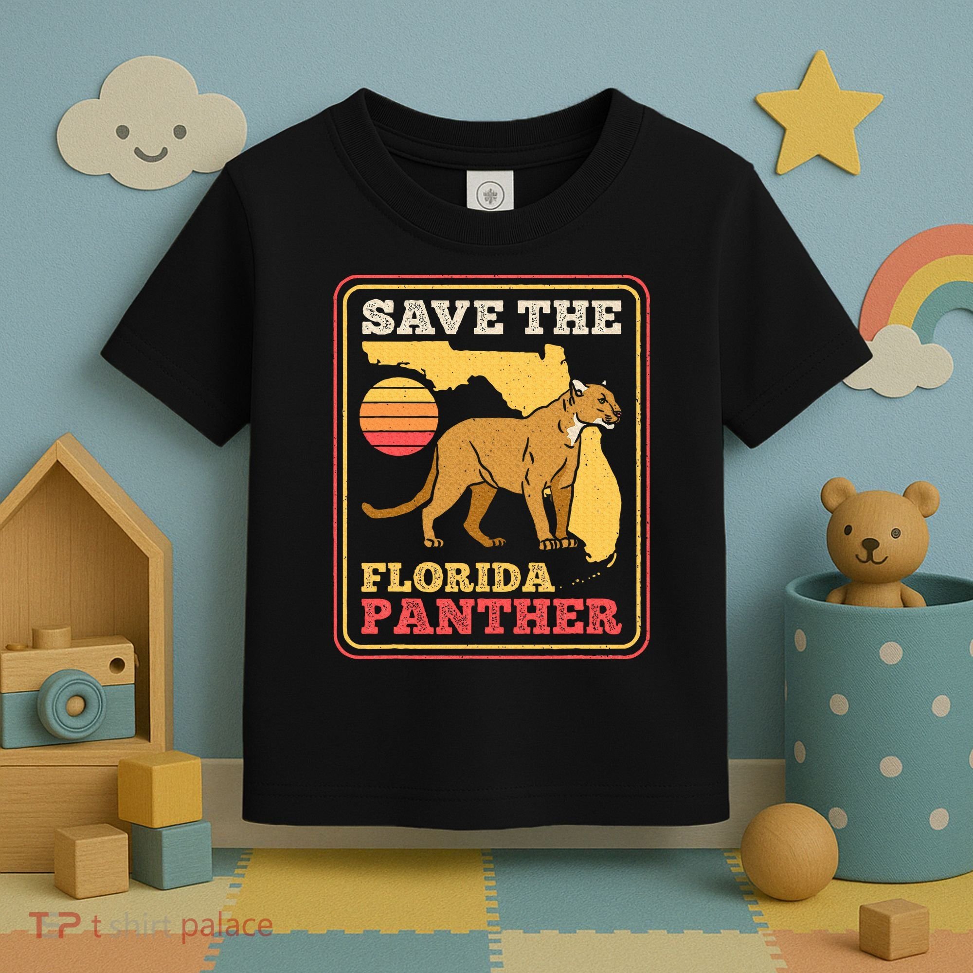 Save The Florida Panther Retro Wildlife Cougar Toddler T-Shirt