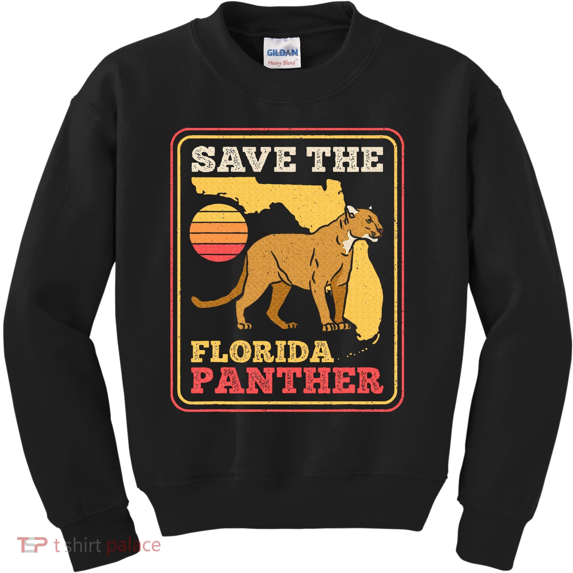 Save The Florida Panther Retro Wildlife Cougar Kids Sweatshirt