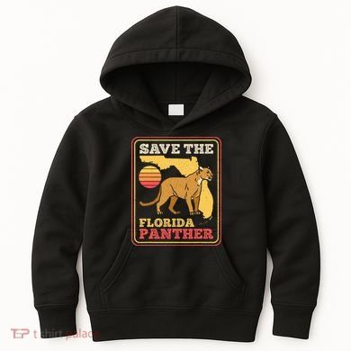 Save The Florida Panther Retro Wildlife Cougar Kids Hoodie