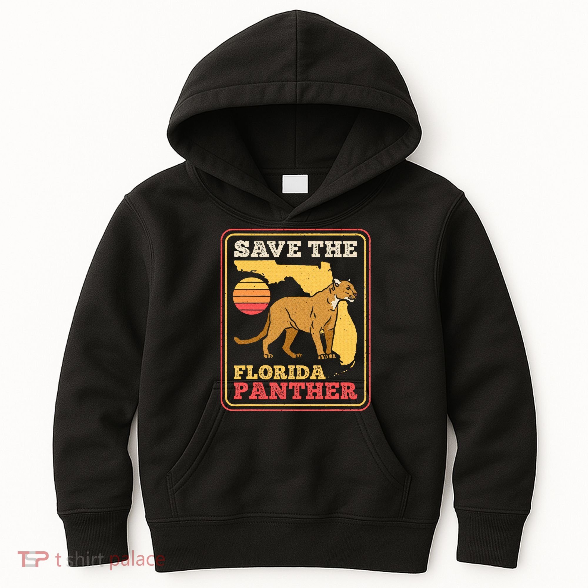 Save The Florida Panther Retro Wildlife Cougar Kids Hoodie