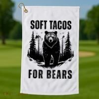 Soft Tacos For Bears Funny Camping Golf Towel thumb 1