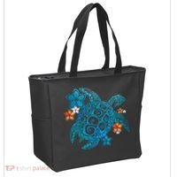 Sea Turtle Floral Tropical Pattern Tote Bag thumb 2