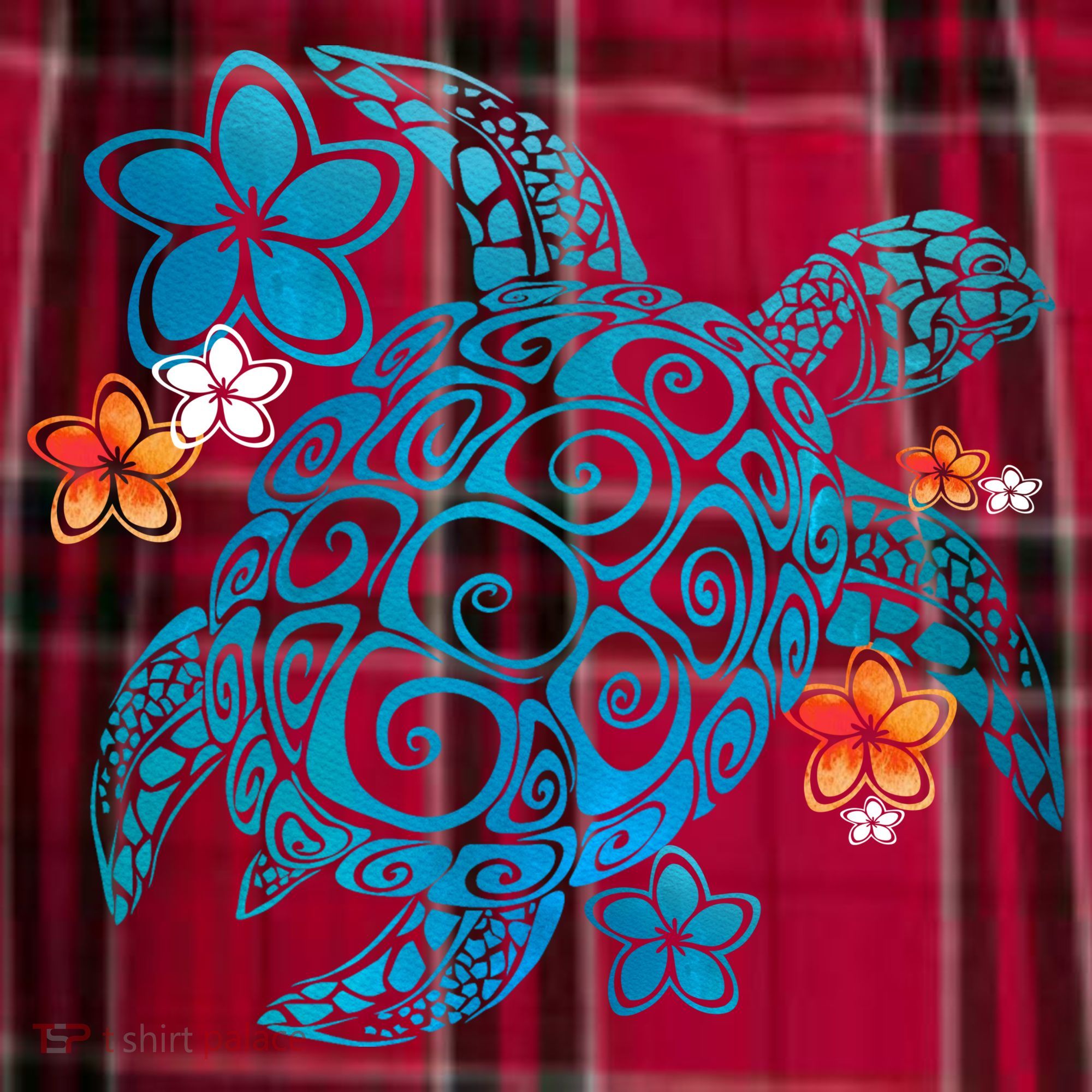 Sea Turtle Floral Tropical Pattern Women's Flannel Plaid Pajama Pants