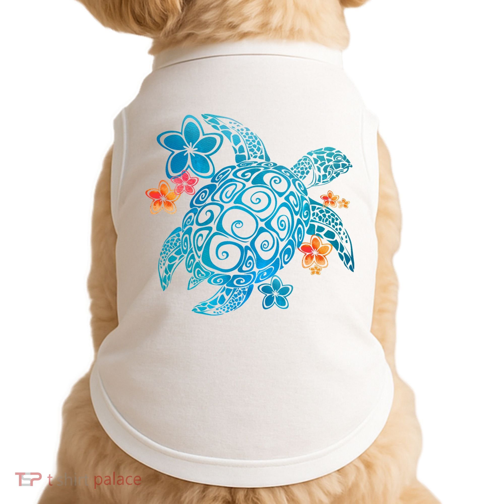 Sea Turtle Floral Tropical Pattern Doggie Tank