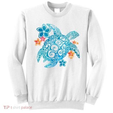 Sea Turtle Floral Tropical Pattern Sweatshirt