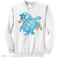 Sea Turtle Floral Tropical Pattern Sweatshirt thumb 0
