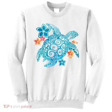 Sea Turtle Floral Tropical Pattern Sweatshirt