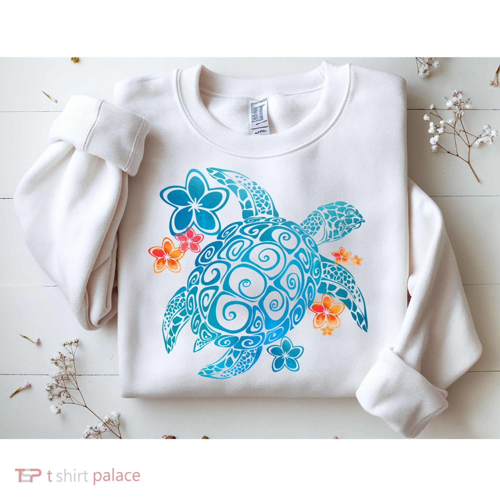 Sea Turtle Floral Tropical Pattern Sweatshirt
