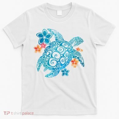 Sea Turtle Floral Tropical Pattern T-Shirt