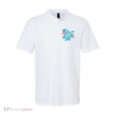 Sea Turtle Floral Tropical Pattern Polo