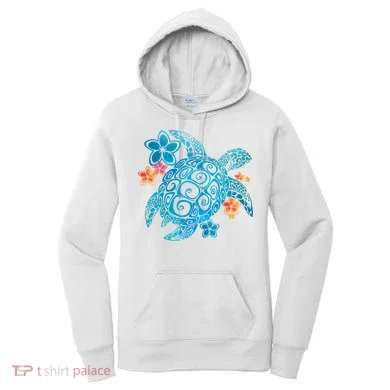 Sea Turtle Floral Tropical Pattern Women's Hoodie