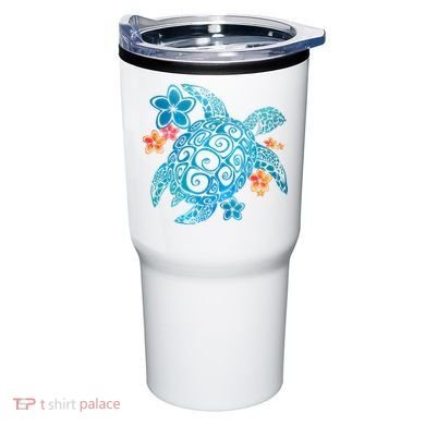 Sea Turtle Floral Tropical Pattern Tumbler