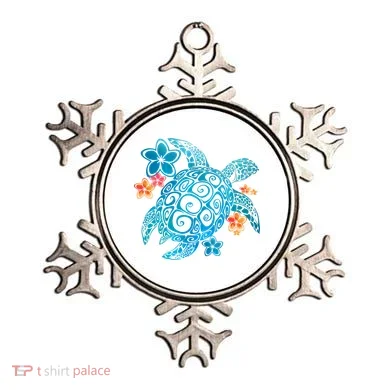 Sea Turtle Floral Tropical Pattern Ornament