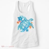 Sea Turtle Floral Tropical Pattern Women's Tank Top thumb 0