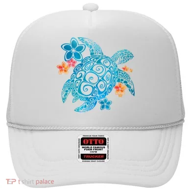 Sea Turtle Floral Tropical Pattern Hat