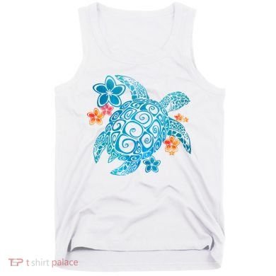 Sea Turtle Floral Tropical Pattern Tank Top