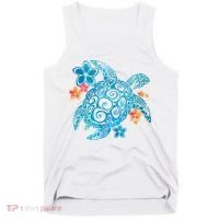 Sea Turtle Floral Tropical Pattern Tank Top thumb 0