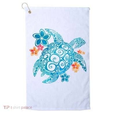 Sea Turtle Floral Tropical Pattern Golf Towel