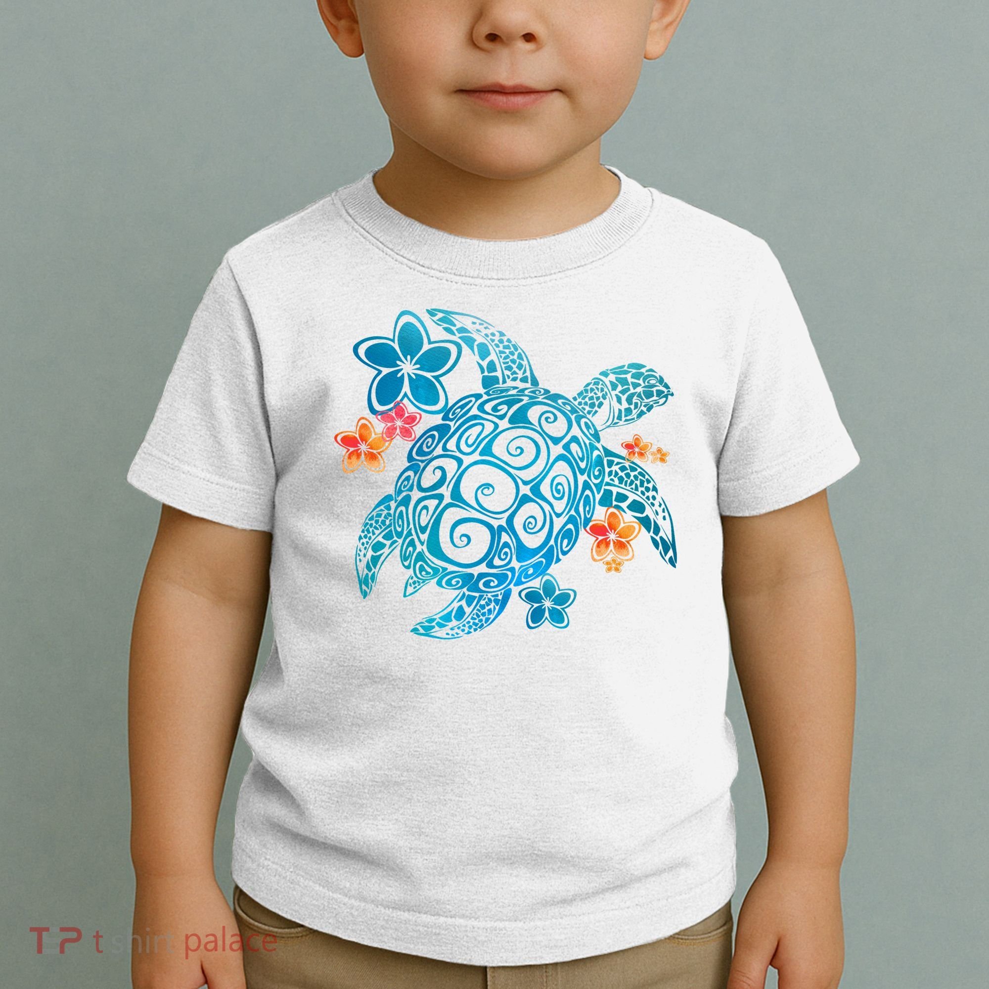 Sea Turtle Floral Tropical Pattern Toddler T-Shirt