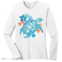 Sea Turtle Floral Tropical Pattern Women's Long Sleeve Shirt thumb 0