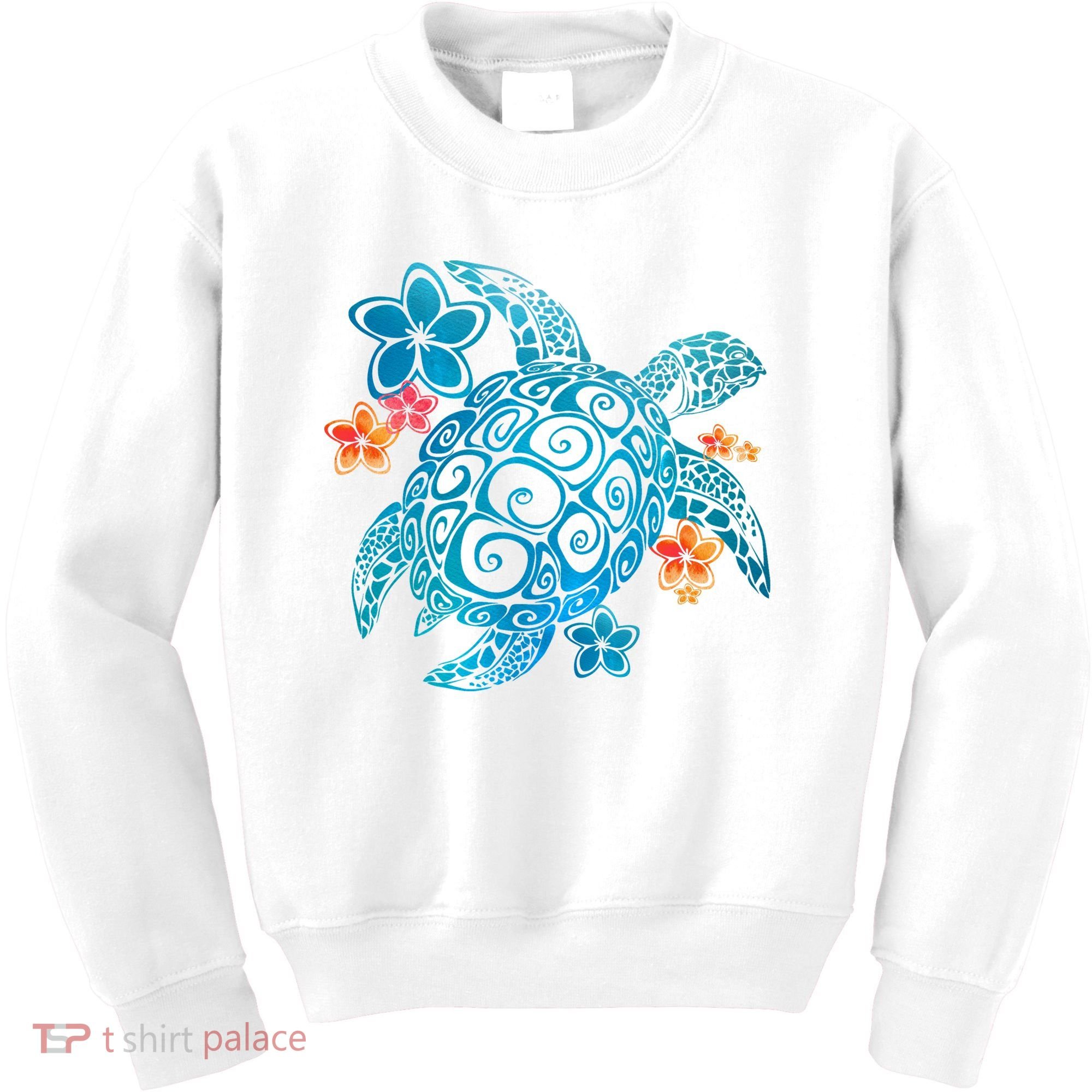 Sea Turtle Floral Tropical Pattern Kids Sweatshirt