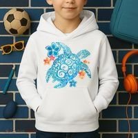 Sea Turtle Floral Tropical Pattern Kids Hoodie thumb 2