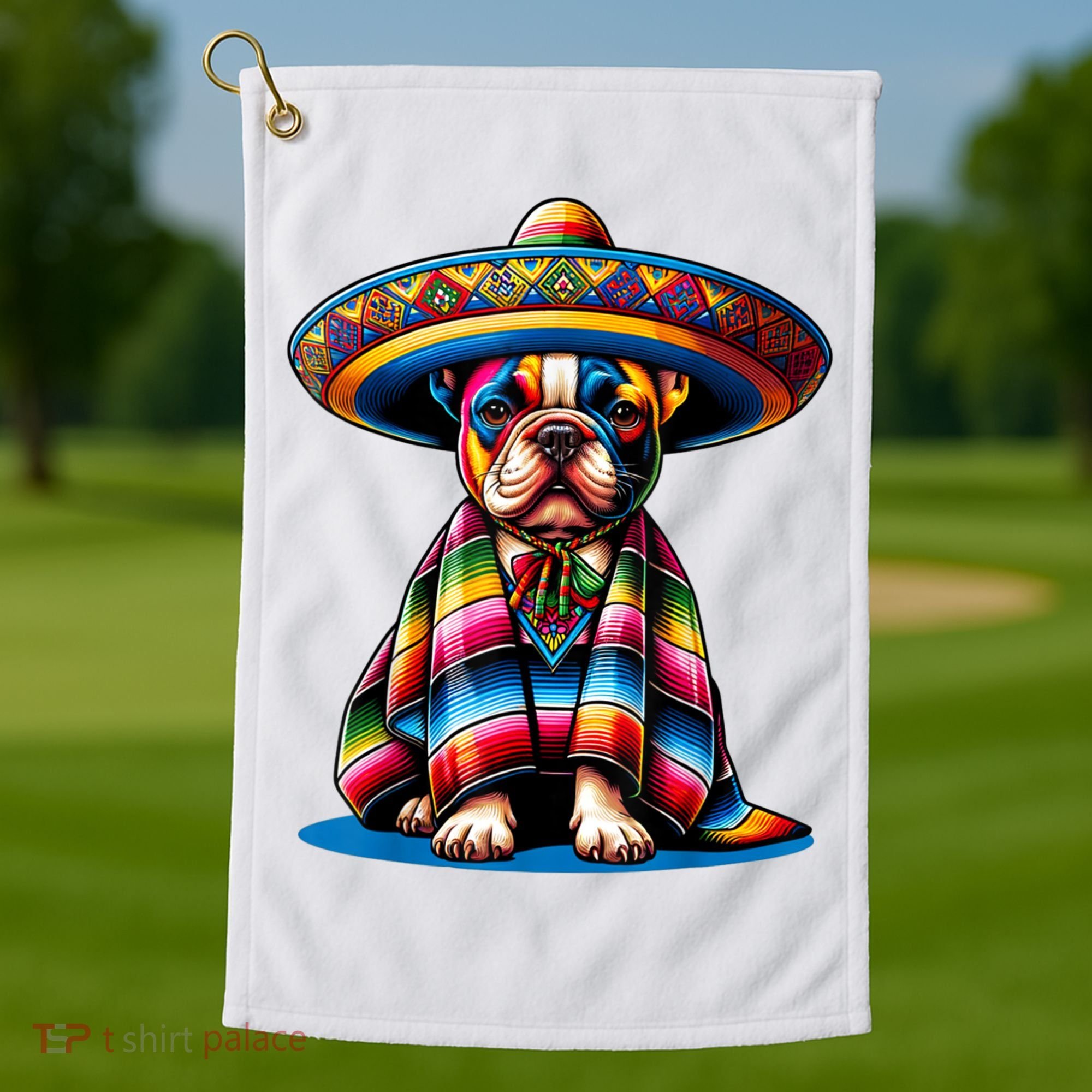 Sombrero Tacos Fiesta French Bulldog Lover Cinco De Mayo Golf Towel