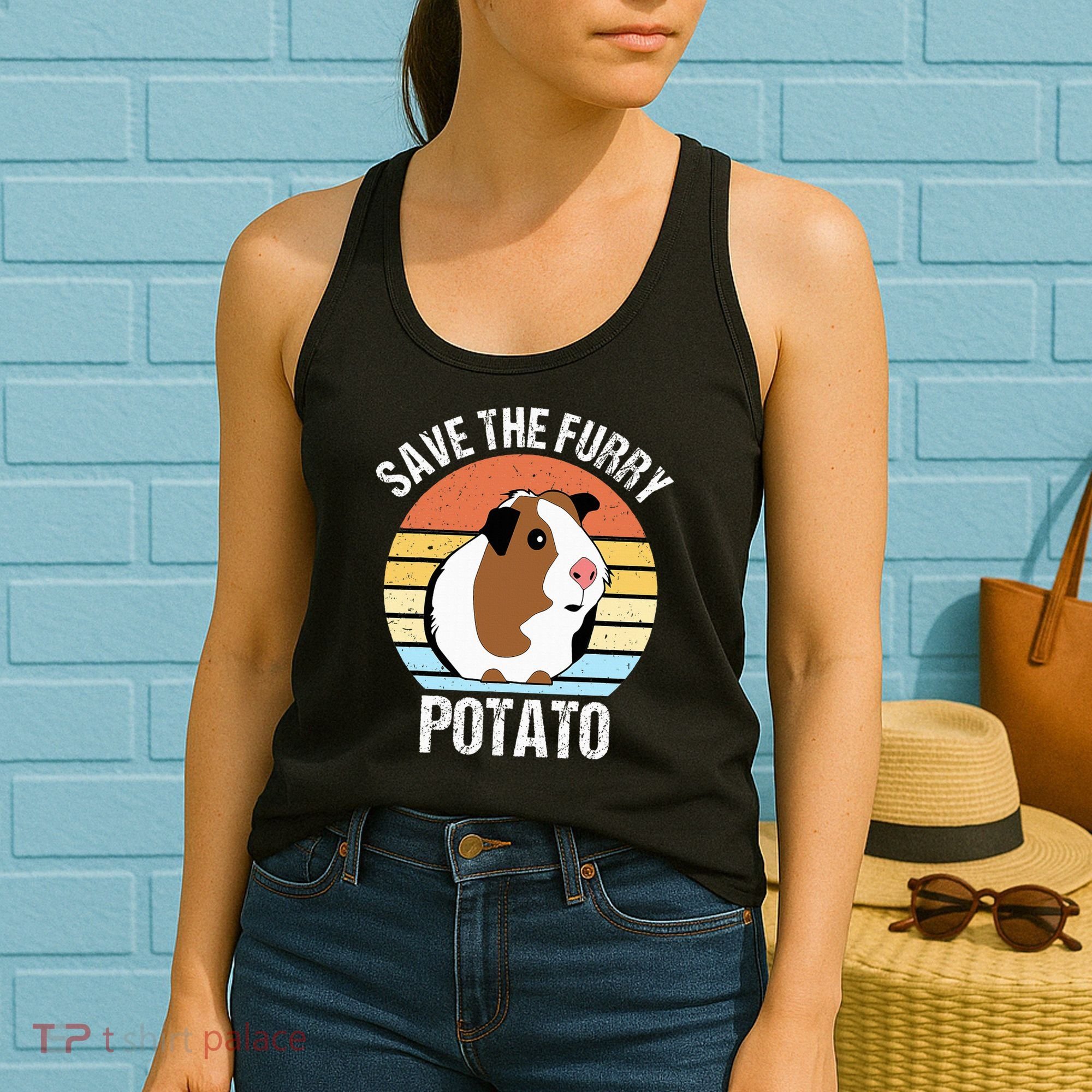 Save The Furry Potato Funny Guinea Pig Women's Tank Top