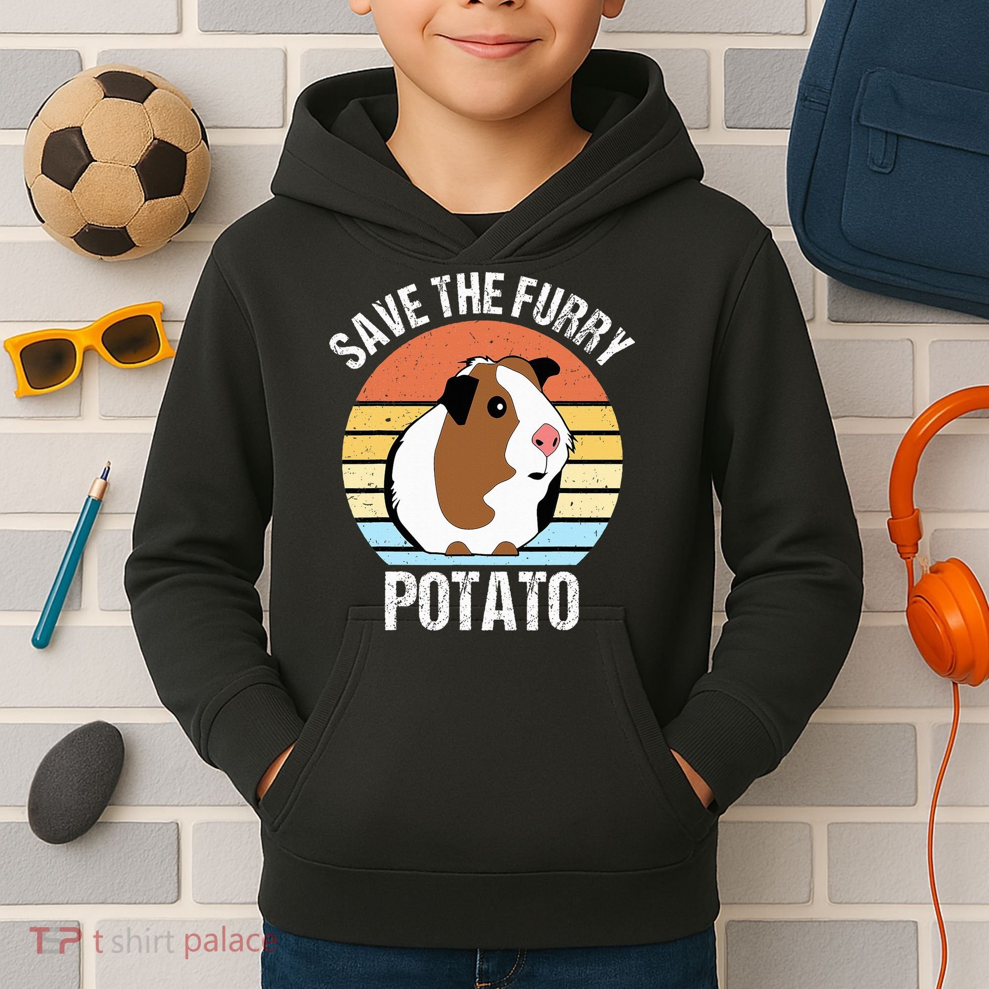 Save The Furry Potato Funny Guinea Pig Kids Hoodie