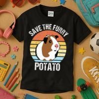 Save The Furry Potato Funny Guinea Pig Kids T-Shirt thumb 3