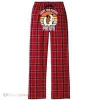Save The Furry Potato Funny Guinea Pig Women's Flannel Plaid Pajama Pants thumb 0