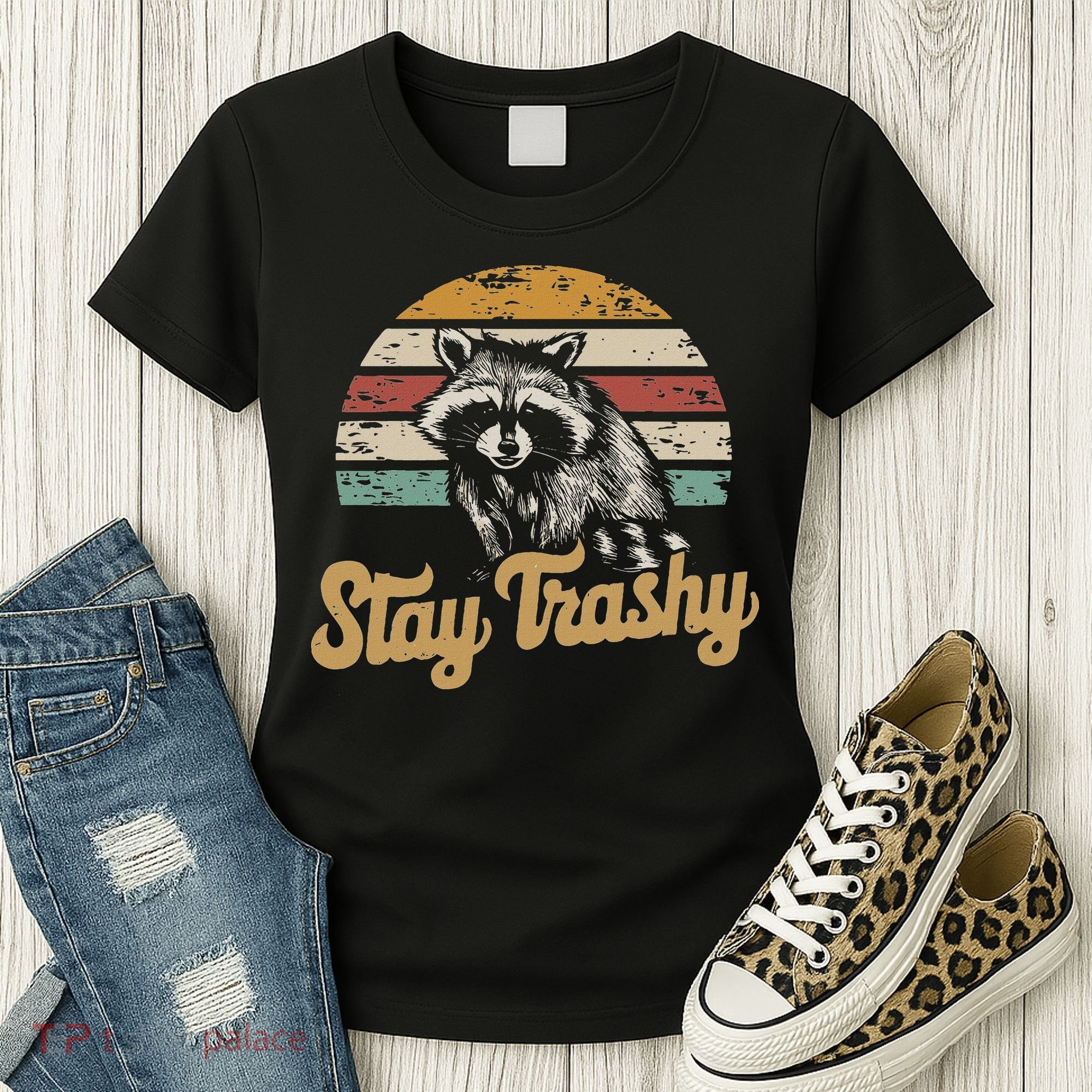 Stay Trashy Funny Opossum Raccoon Internet Memes Funny Meme Women's T-Shirt