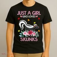 Skunk Tees For Women Grils Gift Just A Girl Who Loves Skunks T-Shirt thumb 3
