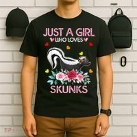 Skunk Tees For Women Grils Gift Just A Girl Who Loves Skunks T-Shirt thumb 6