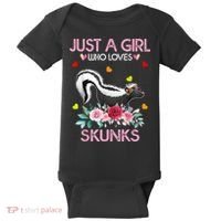 Skunk Tees For Women Grils Gift Just A Girl Who Loves Skunks Baby Bodysuit thumb 0