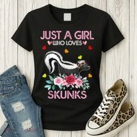 Skunk Tees For Women Grils Gift Just A Girl Who Loves Skunks Women's T-Shirt thumb 3