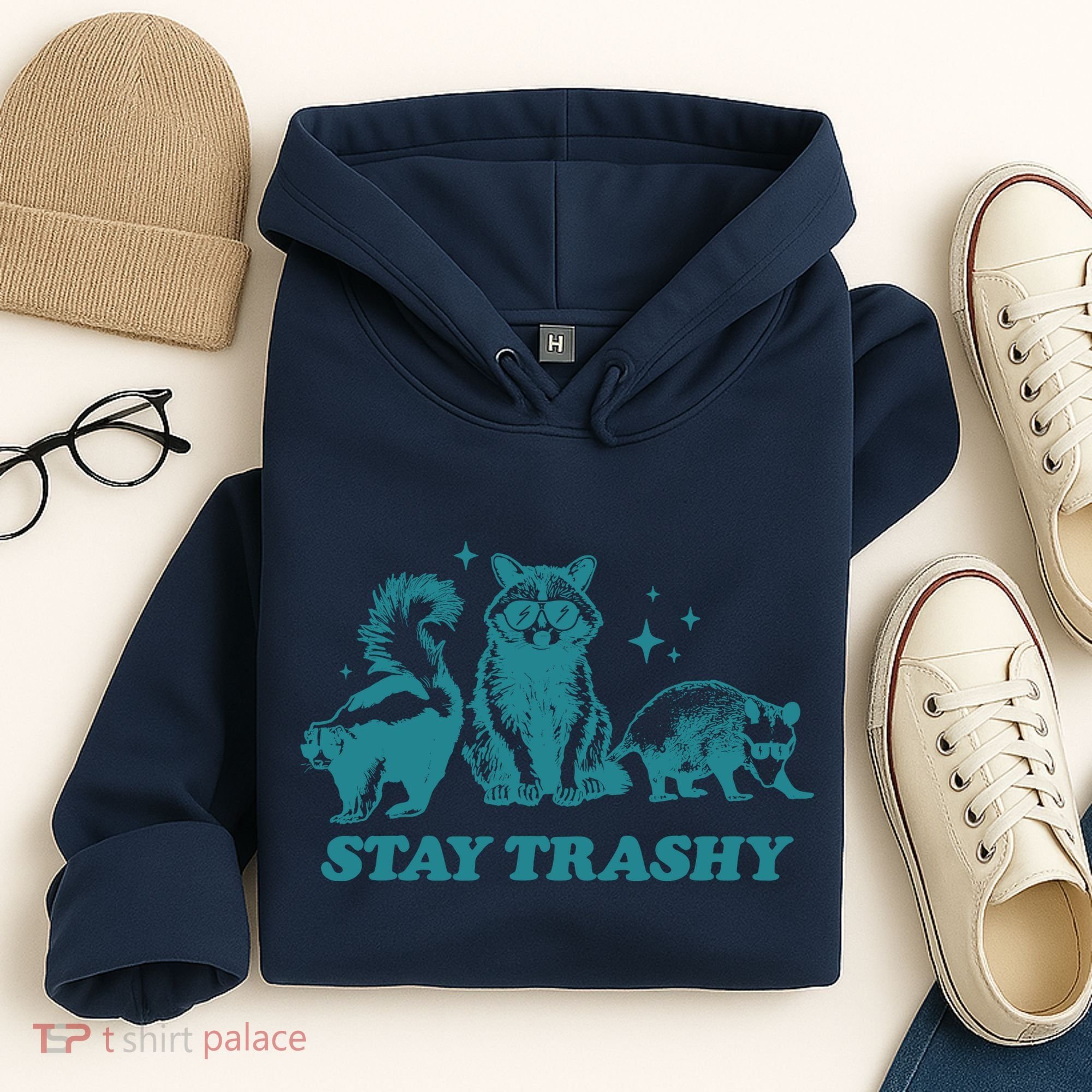 Stay Trashy Funny Raccoon Opossum Skunk Trash Panda Meme Hoodie