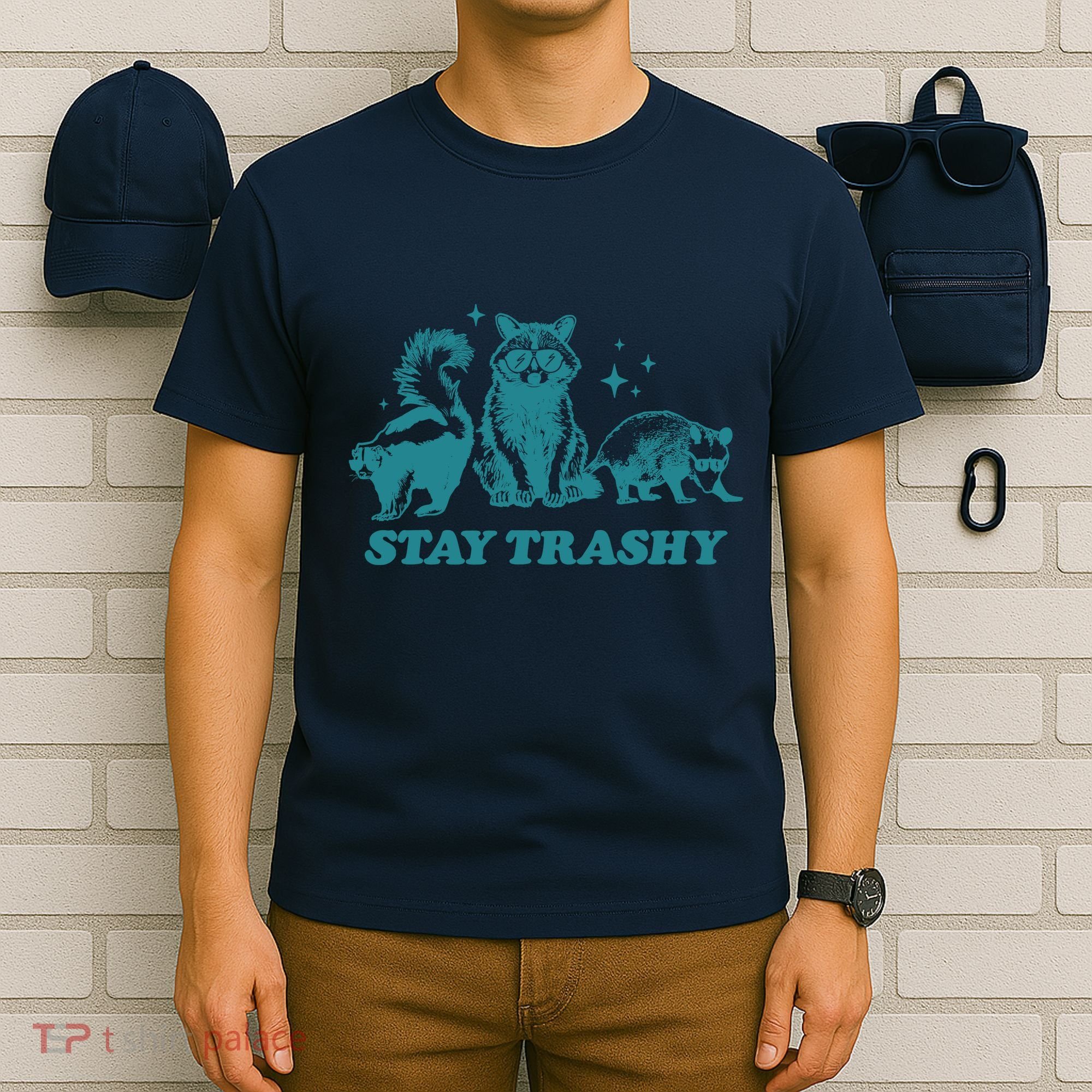 Stay Trashy Funny Raccoon Opossum Skunk Trash Panda Meme T-Shirt