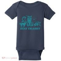 Stay Trashy Funny Raccoon Opossum Skunk Trash Panda Meme Baby Bodysuit thumb 0