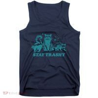Stay Trashy Funny Raccoon Opossum Skunk Trash Panda Meme Tank Top thumb 0