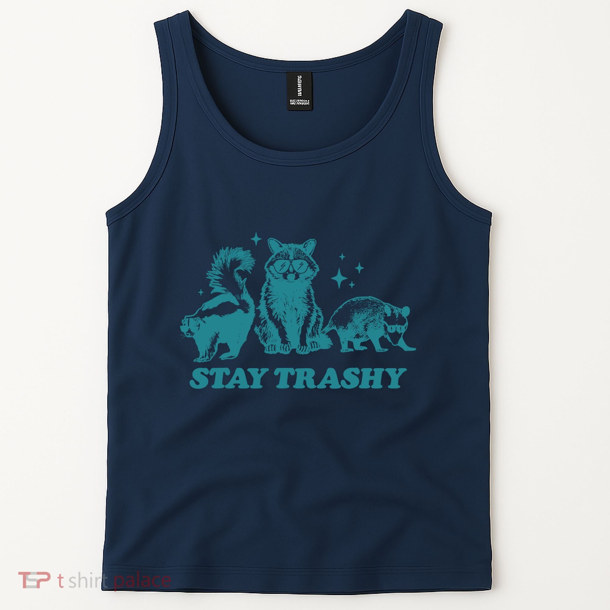 Stay Trashy Funny Raccoon Opossum Skunk Trash Panda Meme Tank Top