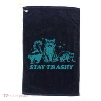 Stay Trashy Funny Raccoon Opossum Skunk Trash Panda Meme Golf Towel thumb 0