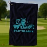 Stay Trashy Funny Raccoon Opossum Skunk Trash Panda Meme Golf Towel thumb 1