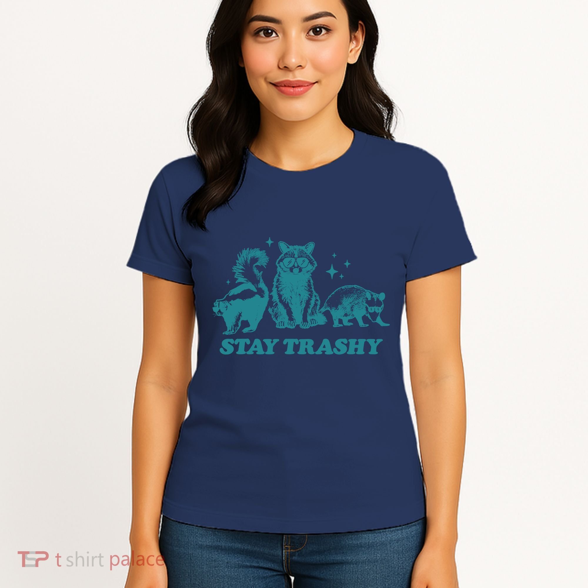 Stay Trashy Funny Raccoon Opossum Skunk Trash Panda Meme Women's T-Shirt