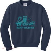 Stay Trashy Funny Raccoon Opossum Skunk Trash Panda Meme Kids Sweatshirt thumb 0