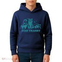 Stay Trashy Funny Raccoon Opossum Skunk Trash Panda Meme Kids Hoodie thumb 4
