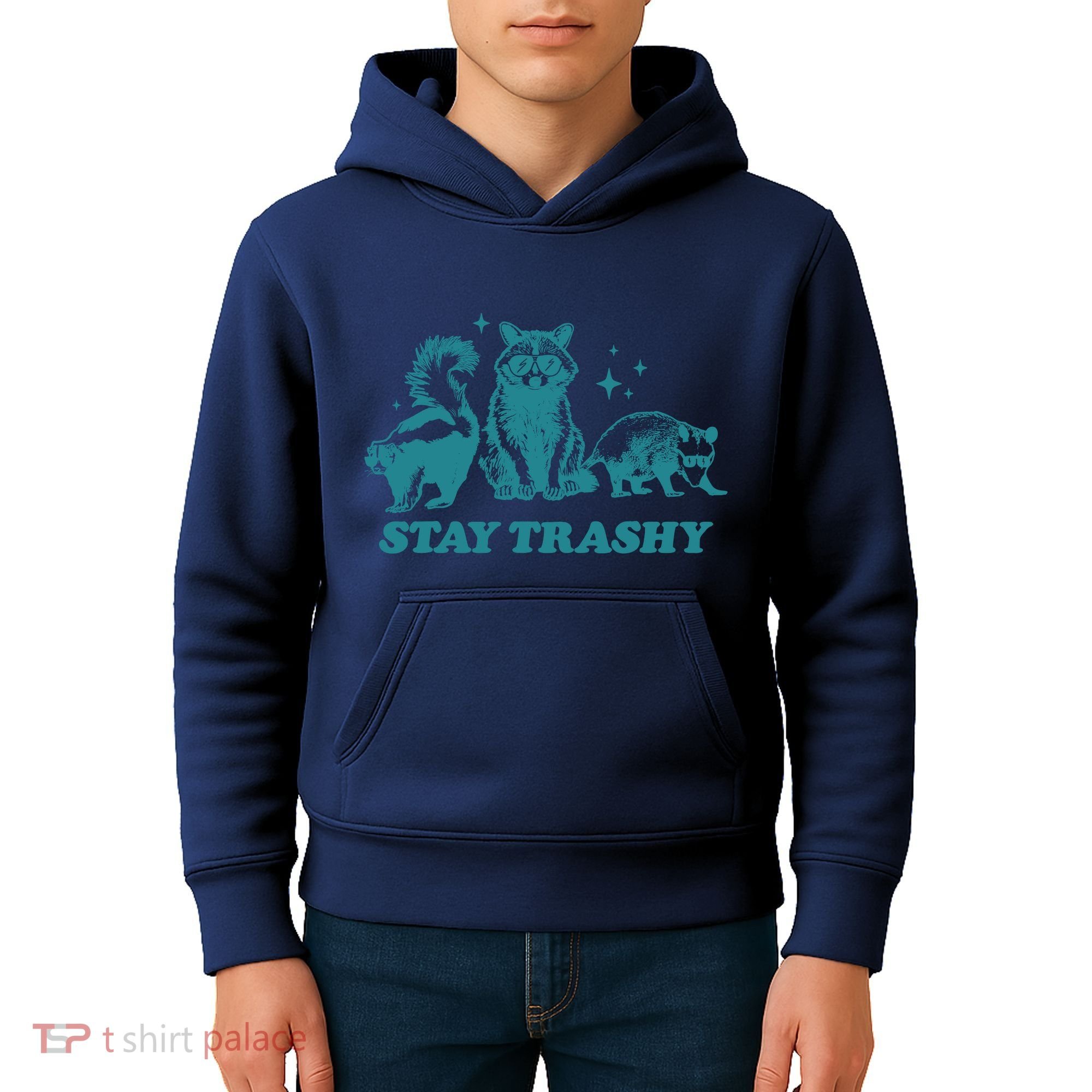 Stay Trashy Funny Raccoon Opossum Skunk Trash Panda Meme Kids Hoodie