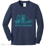 Stay Trashy Funny Raccoon Opossum Skunk Trash Panda Meme Kids Long Sleeve Shirt thumb 0