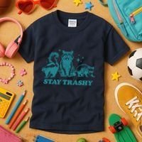 Stay Trashy Funny Raccoon Opossum Skunk Trash Panda Meme Kids T-Shirt thumb 3